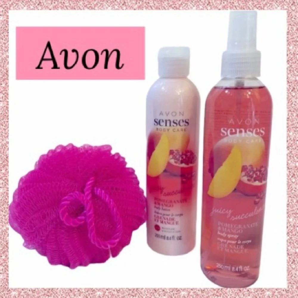 Avon Bath Set Body Care Juicy Succulence Bath & Body Pink Fruit Floral Fragrance